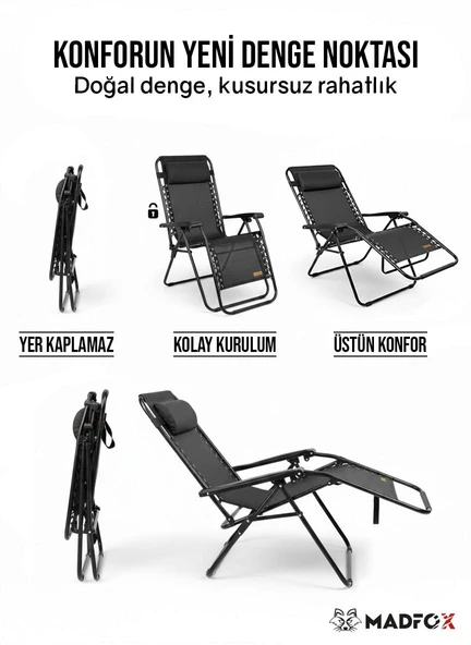 Madfox EasyRest Katlanır Şezlong Sandalye - Resim 2