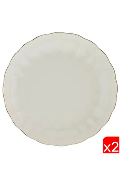 Kütahya Porselen Bone Luz Altın File Çukur Tabak 20cm 2 li ürün görseli 1