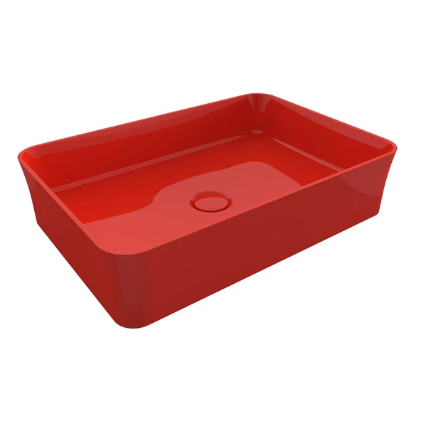 Bocchi 1476-019-0125 Slim Line Dikdörtgen İnce Kenar Lavabo 55x38 cm Parlak Kırmızı ürün görseli 1