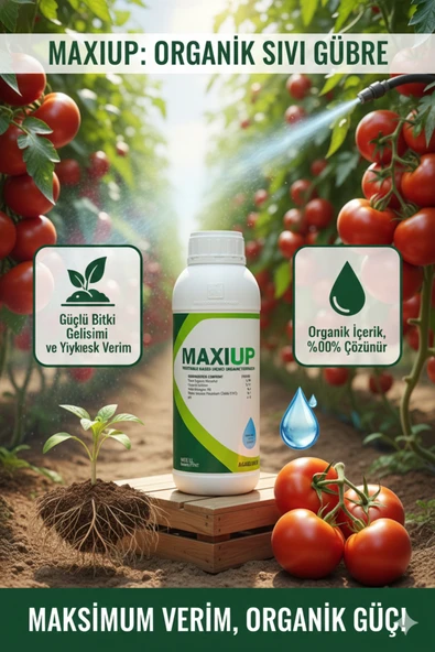 MAXI UP Maxiup Bitkisel Sıvı Organik Gübre - %30 Organik Madde İçerikli Toprak ve Kök Canlandırıcı ürün görseli 1