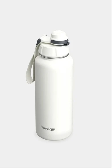 STEVIG 1 HAND LEAK-PROOF SIZDIRMAZ ÇELİK TERMOS 1000 ML STAR WHITE ST-213 ürün görseli 1