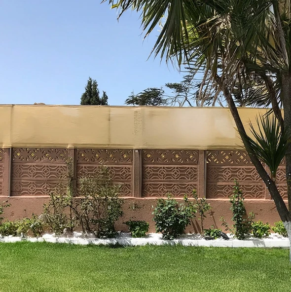Nzl File Ambalaj Gölgelik Çit Filesi - 180 gr Gölgelik Tente - Şeritli Halkalı - Krem ürün görseli 1
