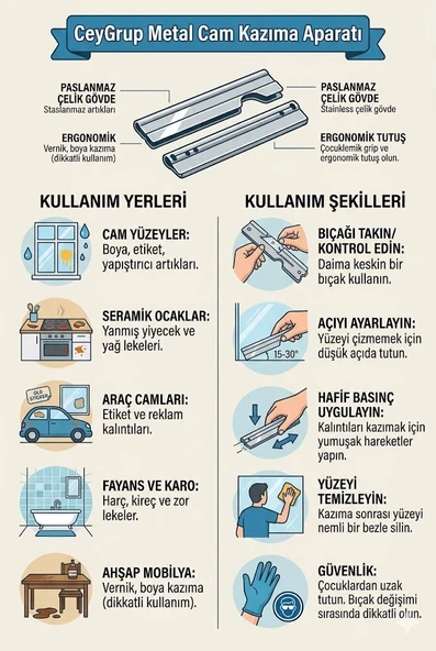 Cey Grup Metal Cam Kazıma Aparatı - Resim 3
