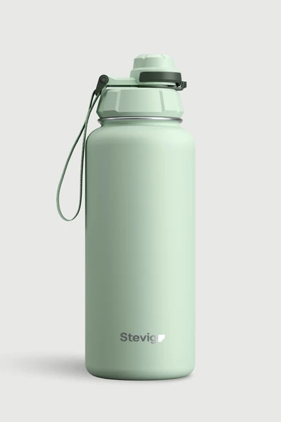STEVIG 1 HAND LEAK-PROOF SIZDIRMAZ ÇELİK TERMOS 1000 ML SMOKE GREEN ST-218 ürün görseli 1
