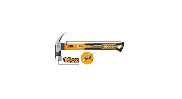 İngco HCHD0166 Fiberglas Saplı Çekiç 450 Gr ürün görseli 1