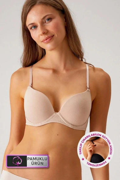 Ten 6401 Rome Soft Push Up / Yarı Destekli Tak-çıkar Askılı Pamuklu Sütyen ürün görseli 1