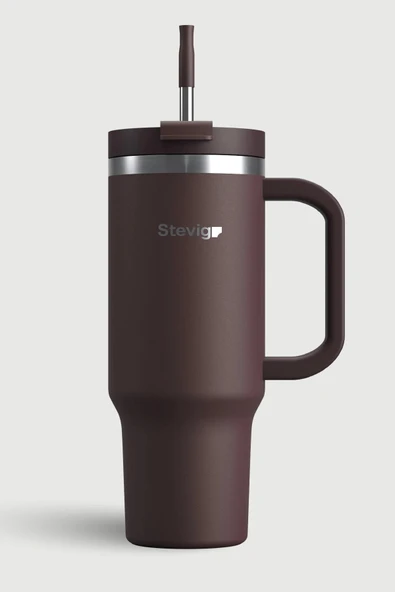 STEVIG 2 MOODS TUCK-IN TUMBLER SIZDIRMAZ ÇELİK TERMOS 900 ML CHOCOLATE PLUM ST-238 ürün görseli 1