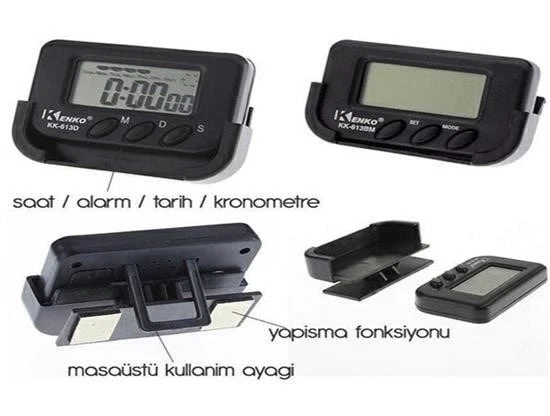 Ev ve Araç Tipi Dijital Saat Kronometreli Alarmlı Pilli Saat ürün görseli 1