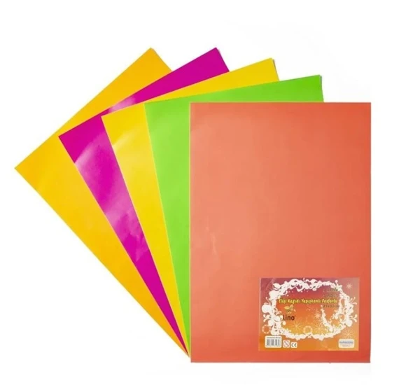Lino Elişi Kağıdı Yapışkanlı Fosforlu 23X33Cm 5Li - 3 paket ürün görseli 1