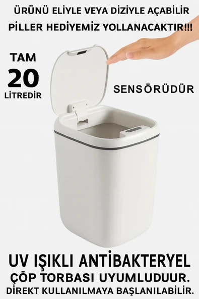 Teknolojik Çöp Kutusu Otomatik Aç Kapat Sensörlü Mutfak Banyo Ev Ofis PİLLER DAHİLDİR ürün görseli 1