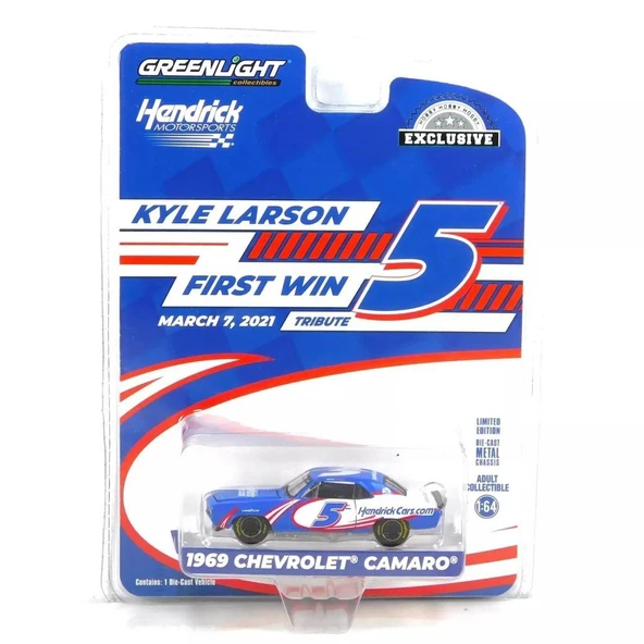 Greenlight 1969 Chevrolet Camaro - Kyle Larson / Hendrick Motorsports First Win Tribute March 7 2021 1/64 Model Araba ürün görseli 1