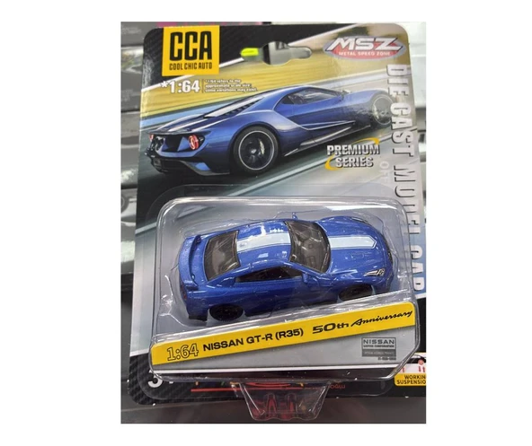 CCA Premium Series Nissan GTR R35 50th Anniversary Mavi 1/64 Model Araba ürün görseli 1