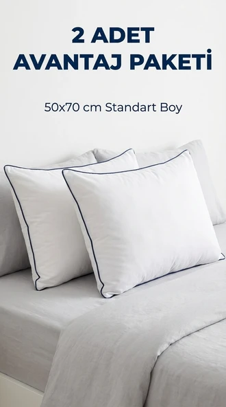 2 Adet Anti-Alerjik Nano Jel Yastık 50x70 Yıkanabilir Pamuk ürün görseli 1