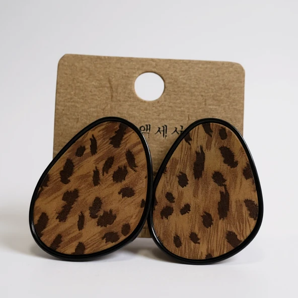 leopar desenli bujiteri küpe - Resim 2