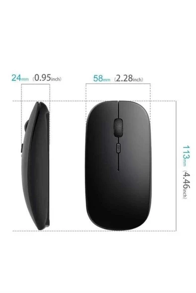Siyah Wireless Kablosuz Sessiz Mouse Bluetooth Bağlantılı - Resim 3