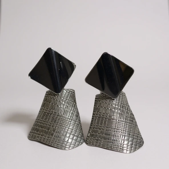 Çelik silver küpe - Resim 3