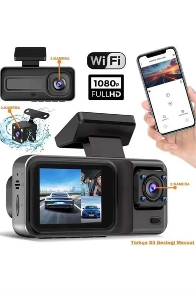 2 İnç Araç İçi Kameralı Ekran 1080P Full HD Kaliteli Hafıza Kart Destekli ürün görseli 1