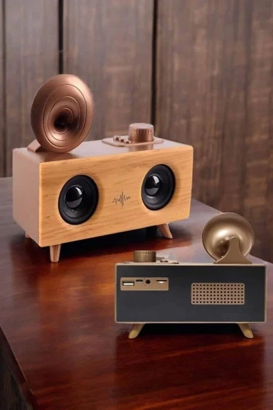 Bluetooth Hoparlör Ahşap Klasik Retro Gramofon Bluetooth Müzik Kutusu ürün görseli 1