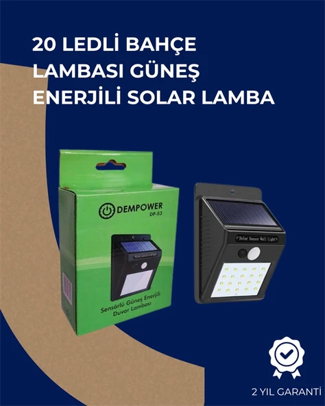 Solar Enerjili 20 LED Duvar Lambası | Hareket Sensörlü, Su Geçirmez, Kablo Gerektirmez ürün görseli 1
