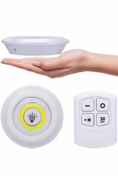 Yapışkanlı 3'lü Spot Led Işık Lamba Montajsız Pilli Uzaktan Kumandalı ürün görseli 1