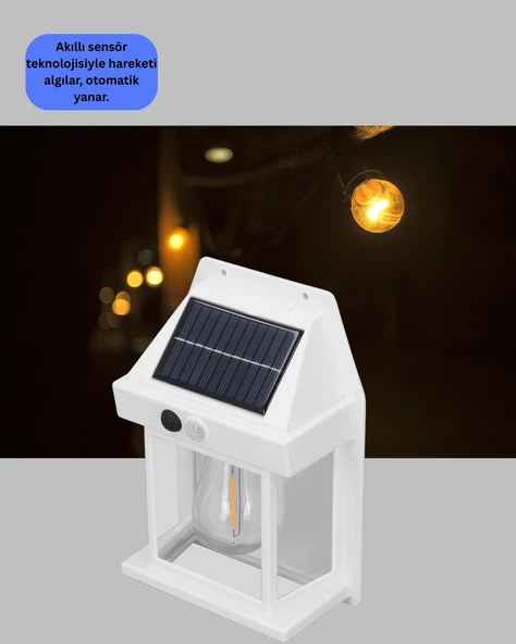 Güneş Enerjili Hareket Sensörlü Duvar Lambası - Resim 3