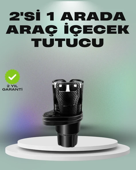 Araba Çift Bardak Tutucu 360° Dönebilen İkisi Bir Arada Ayarlanabilir ürün görseli 1