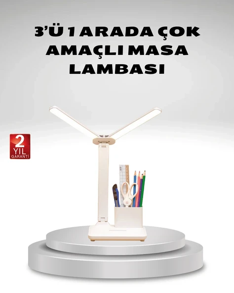 Kısılabilir LED Masa Lambası – Kalemlik ve Telefon Standlı, Göz Yormayan Işık ürün görseli 1