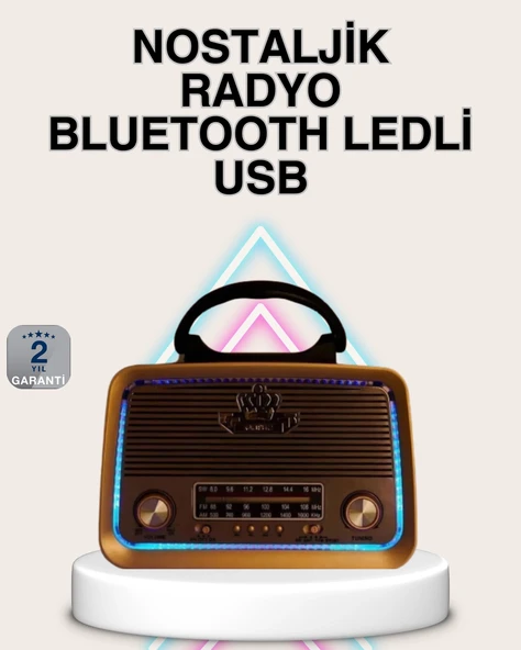 Ahşap Nostaljik Radyo Bluetooth USB SD Kart Destekli ürün görseli 1