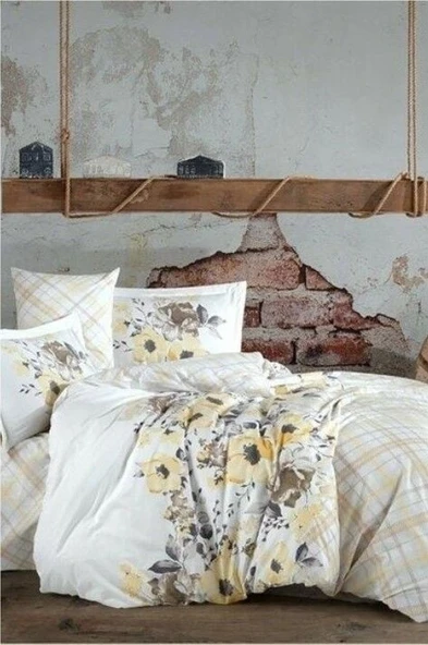 Kingsize Poplin Nevresim Belinda Sarı ürün görseli 1