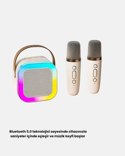PTTAVM: Taşınabilir Karaoke Hoparlör Bluetooth 5.0 ve Çift Mikrofonlu