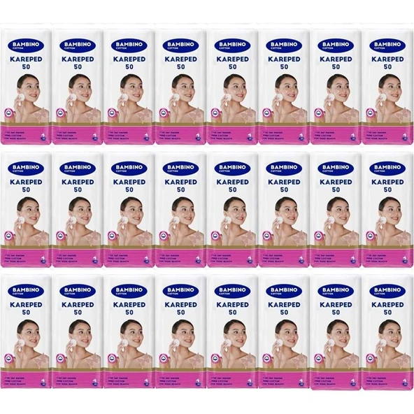 Bambino Cotton Kare Makyaj ve Bebek Temizleme Pamuğu 1200 Adet (Kare En-Boy 7CM) (24PK*50) ürün görseli 1