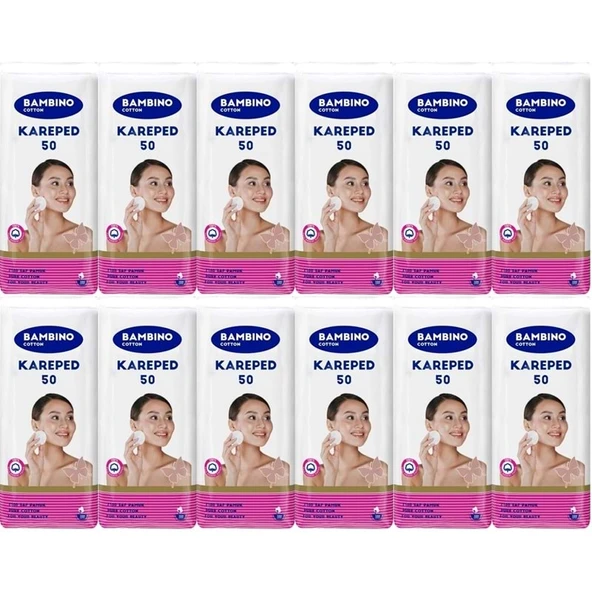 Bambino Cotton Kare Makyaj ve Bebek Temizleme Pamuğu 600 Adet (Kare En-Boy 7CM) (12PK*50) ürün görseli 1