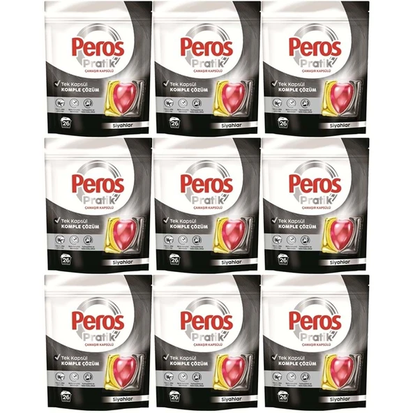 Peros Pratik Matik Çamaşır Deterjanı Kapsülü - Tableti 234 Adet Siyahlar (9PK*26) ürün görseli 1