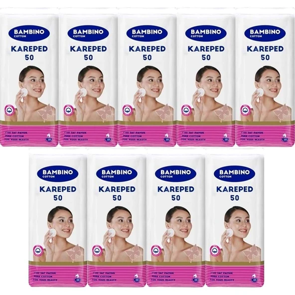 Bambino Cotton Kare Makyaj ve Bebek Temizleme Pamuğu 450 Adet (Kare En-Boy 7CM) (9PK*50) ürün görseli 1