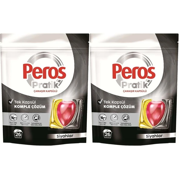 Peros Pratik Matik Çamaşır Deterjanı Kapsülü - Tableti 52 Adet Siyahlar (2PK*26) ürün görseli 1