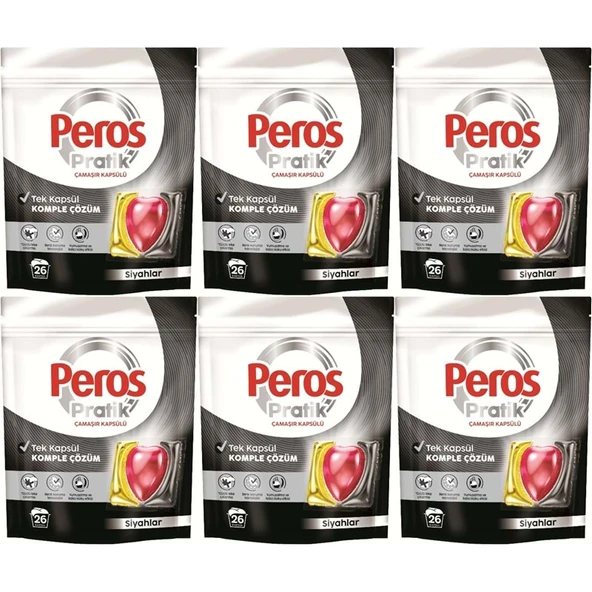Peros Pratik Matik Çamaşır Deterjanı Kapsülü - Tableti 156 Adet Siyahlar (6PK*26) ürün görseli 1