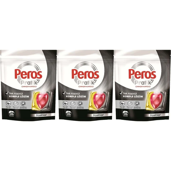 Peros Pratik Matik Çamaşır Deterjanı Kapsülü - Tableti 78 Adet Siyahlar (3PK*26) ürün görseli 1
