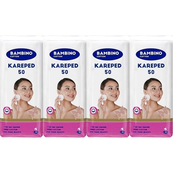 Bambino Cotton Kare Makyaj ve Bebek Temizleme Pamuğu 200 Adet (Kare En-Boy 7CM) (4PK*50) ürün görseli 1