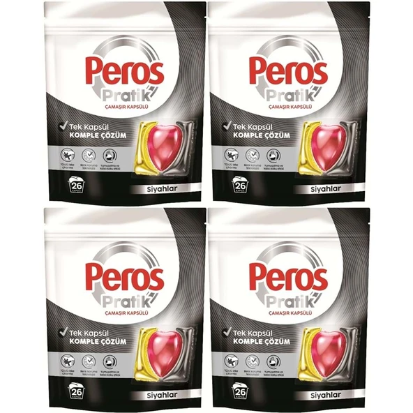 Peros Pratik Matik Çamaşır Deterjanı Kapsülü - Tableti 104 Adet Siyahlar (4PK*26) ürün görseli 1