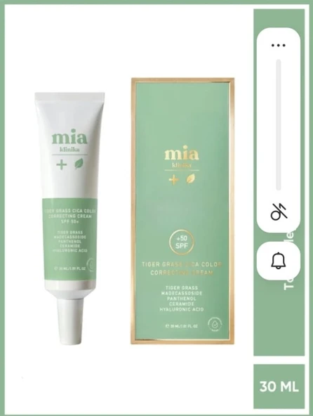 Mia Klinika Tiger Grass Ton Eşitletyici 50 SPF+ Cica Krem 30 ML ürün görseli 1