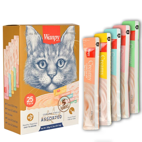 Wanpy Karışık Sıvı Kedi Ödülü 25*14 gr RAC-MİX Skt: 12/2026 ürün görseli 1