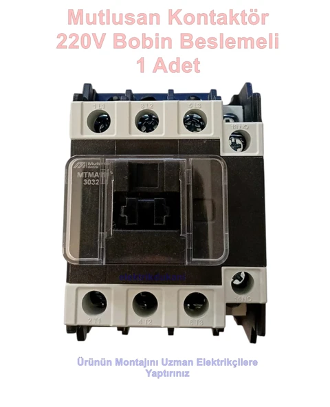 MUTLUSAN 3P 32A 15KW AC Kontaktör 220v 1NO+1NC (32 Amper 220 Volt 1 Açık 1 Kapalı Kontak Trifaze Kontaktör) ürün görseli 1