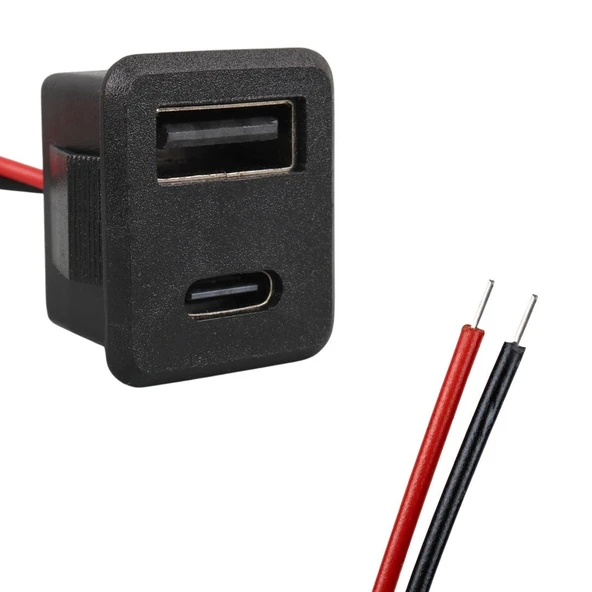 IC-266T-4 Pano Tip Kare Type-C + USB Şarj Soketi Bağlantı Modülü ürün görseli 1
