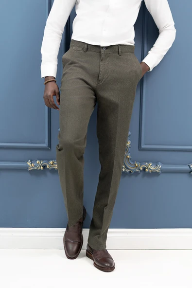Regular Fit Pamuklu Dokulu Kışlık Gabardin Pantolon ürün görseli 1