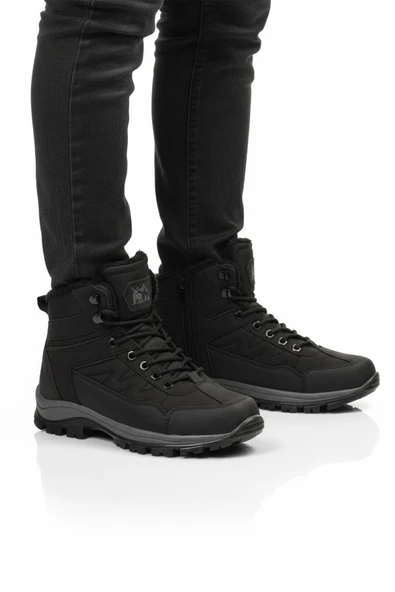 Siyah Kırışık İçi Kürklü Unisex Outdoor Bot ürün görseli 1