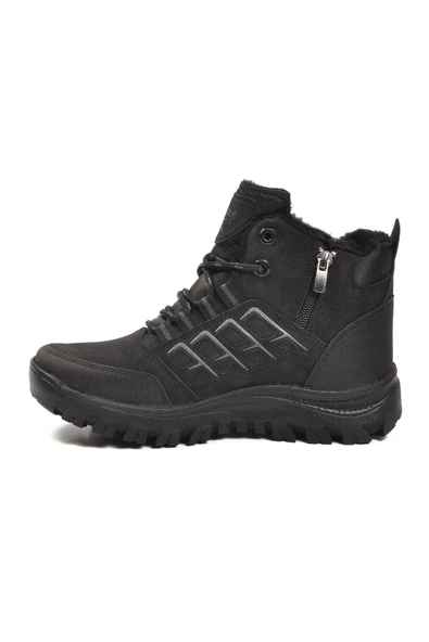 Siyah Suni Deri Erkek Outdoor Bot - Resim 4