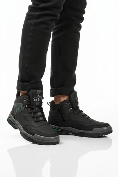 Siyah Yeşil Fermuarlı Unisex Outdoor Bot ürün görseli 1