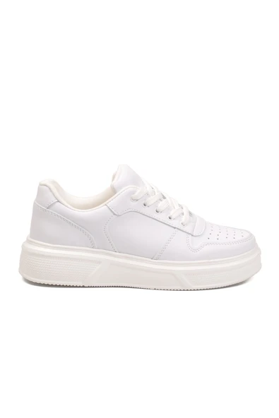 Beyaz Bağcıklı Unisex Sneaker - Resim 2