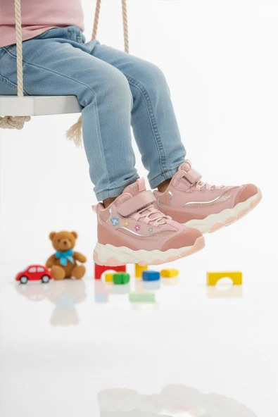 Pudra Cırtlı Desenli Kız Çocuk Hi Sneaker ürün görseli 1