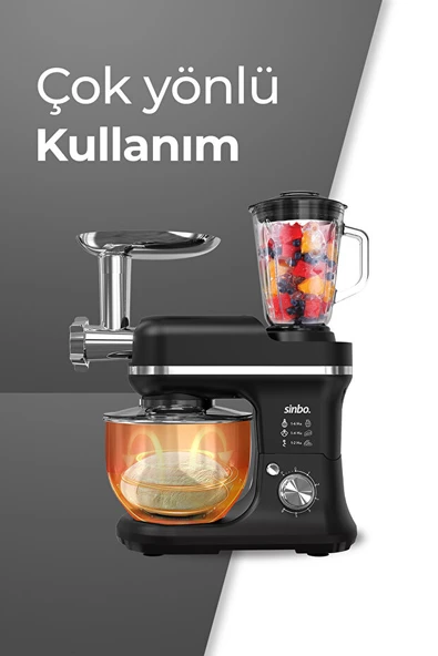 SMX-2772 Çok Amaçlı 3ın1 Mutfak Şefi Hamur Yoğurma Kıyma Makinesi Sürahi Blender 1200w ürün görseli 1